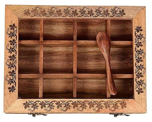 Square Wooden Non-Lidded Open Top Box /16x16x10cm Pine Spice Craft DIY Container
