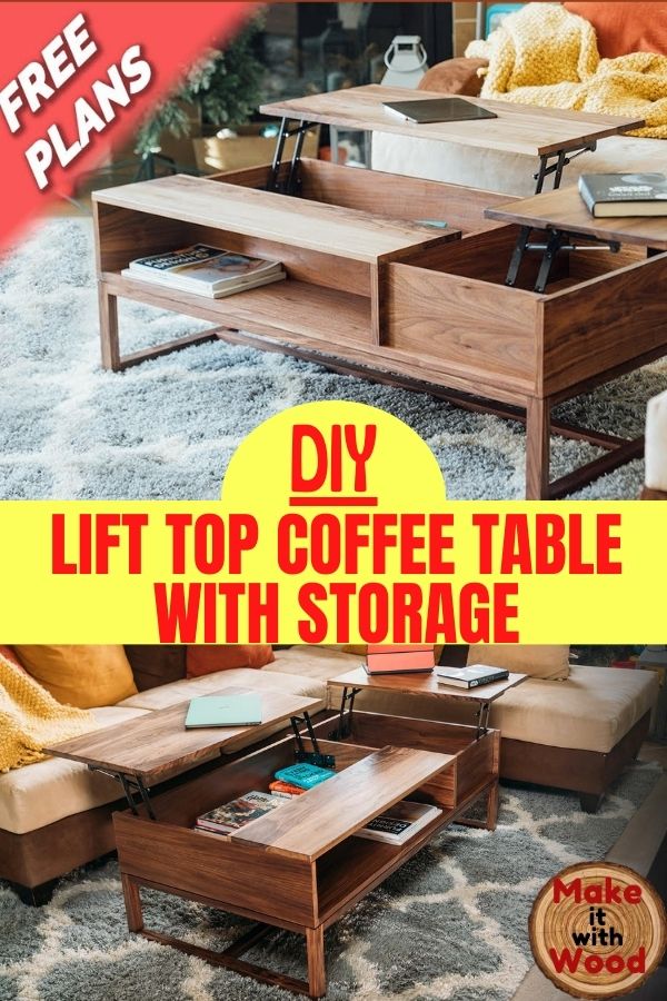 DIY lift top coffee table with storage plans