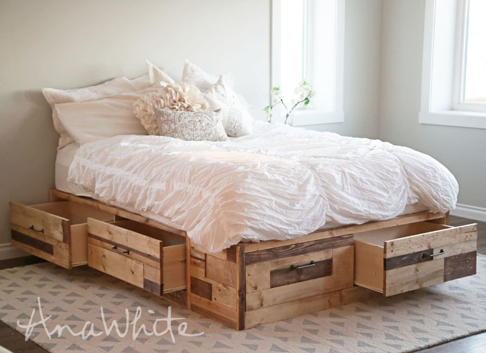 Diy wood pallet bed frame with storage