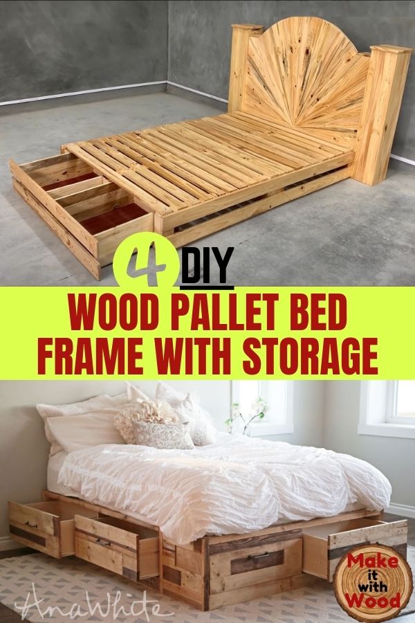 Diy wood pallet bed frame with storage