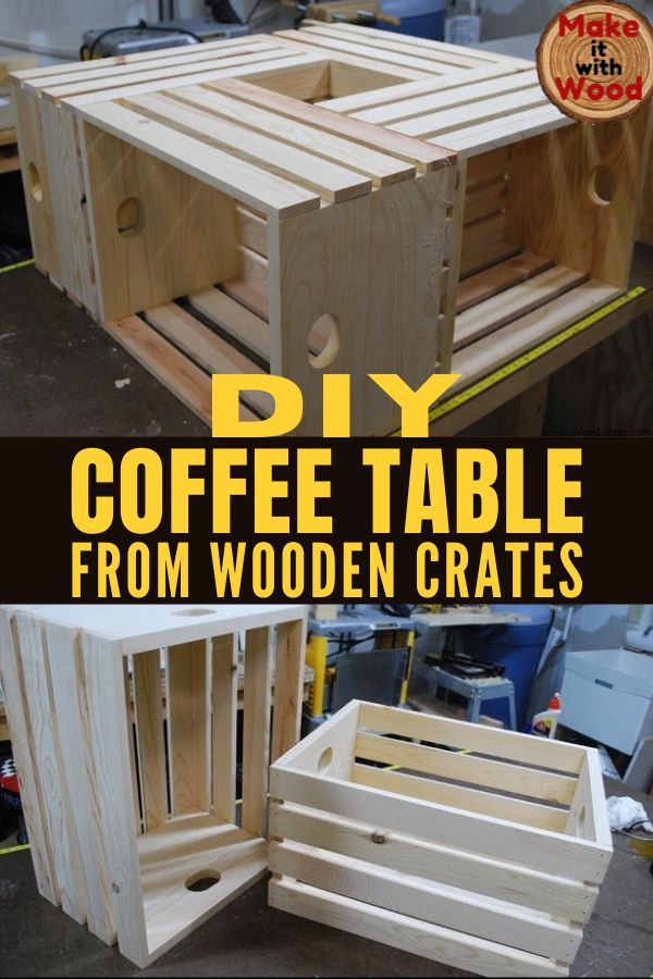 DIY coffee table from wooden crates